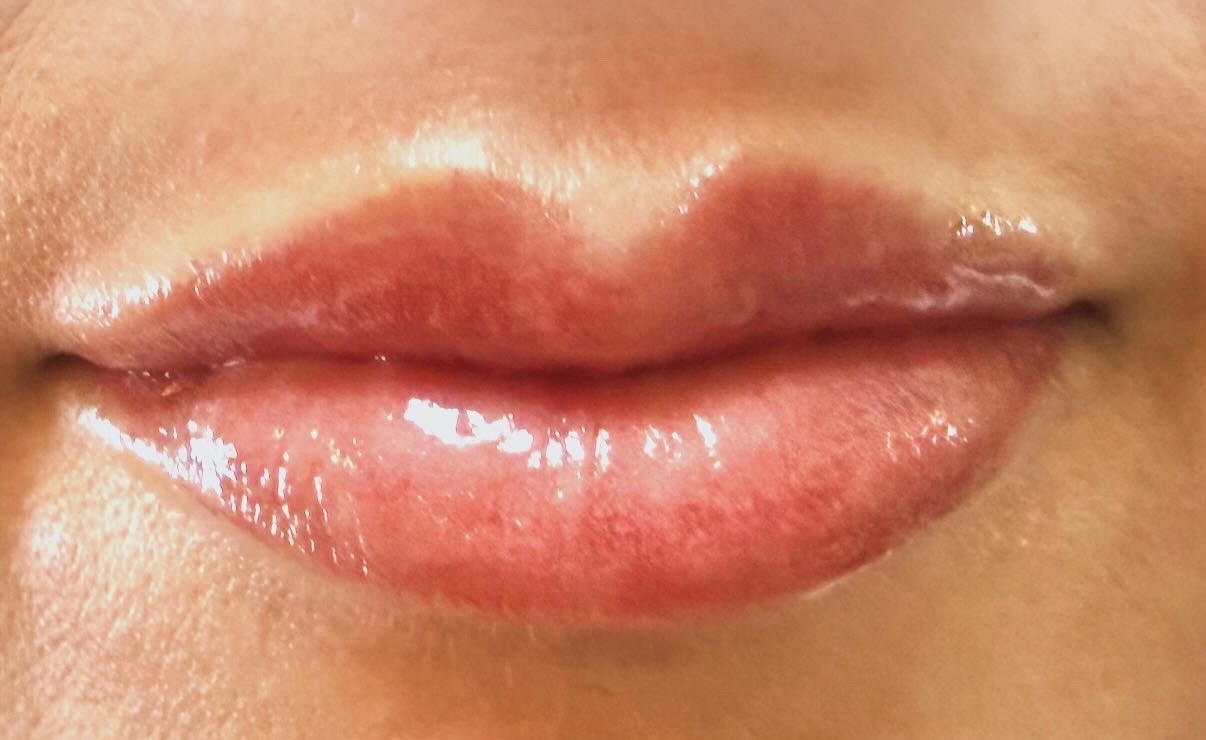 Full lip blush permanent makeup result